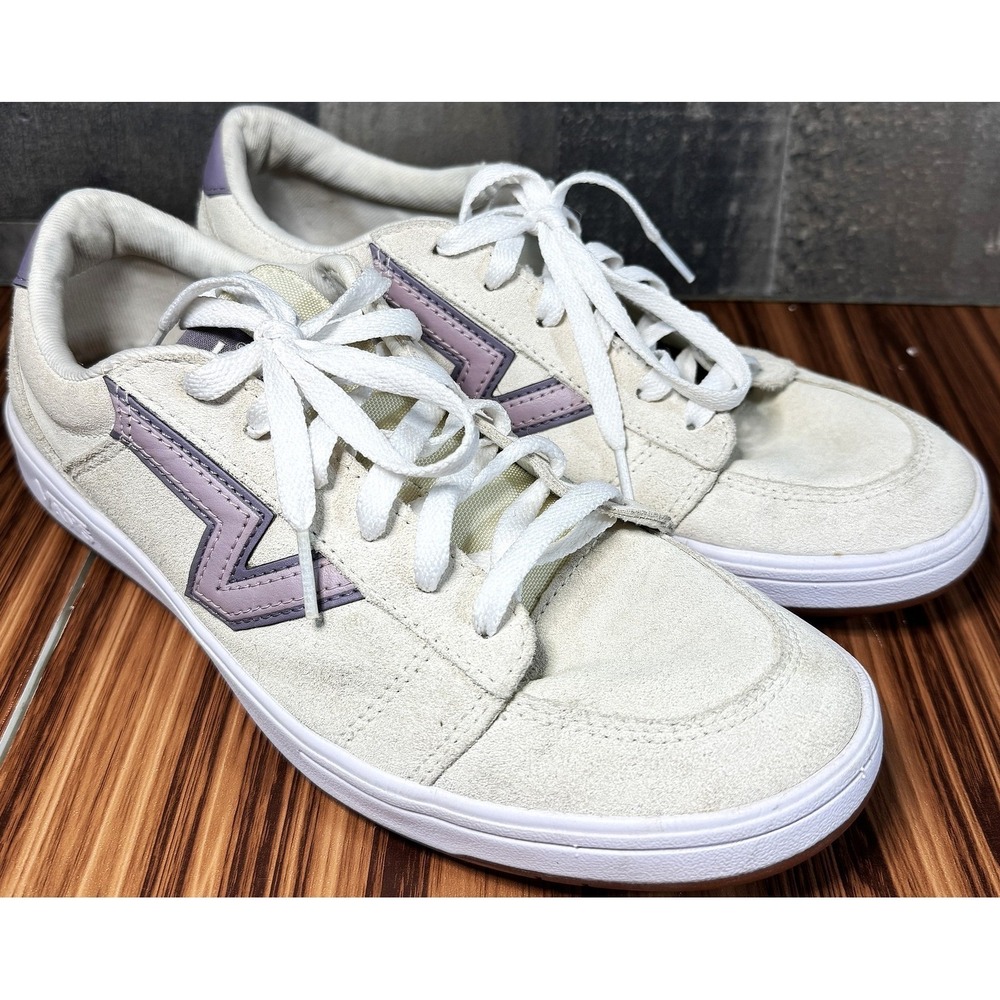 Vans Womens 9 White Lavender Suede Low Top Skate Shoes Direct Comfort Gum Sole